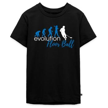 FloorBall Evolution - Teenager Premium Bio T-Shirt - Schwarz - Vorne - AI Model Teenager Male light (155cm)