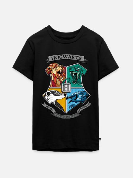 Harry Potter Hogwarts Logo - Teenager Premium Bio T-Shirt - Schwarz