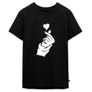 K Pop Kpop Korean Pop Heart - Teenager Premium Organic T-Shirt - black - Front - AI Model Teenager Male light (155cm)