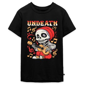 Ukulele Skeleton Undeath - Teenager Premium Organic T-Shirt - black - Front - AI Model Teenager Male light (155cm)