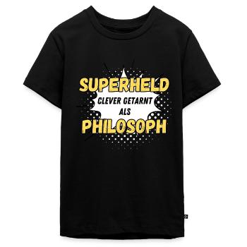 Superheld clever getarnt als Philosoph - Teenager Premium Bio T-Shirt - Schwarz - Vorne - AI Model Teenager Male light (155cm)