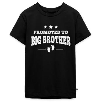 Forfremmet til Big Brother - Teenager Premium økologisk T-shirt - sort - Foran - AI Model Teenager Male light (155cm)