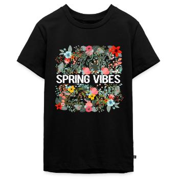 SPRING VIBES - Teenager Premium Bio T-Shirt - Schwarz - Vorne - AI Model Teenager Male light (155cm)