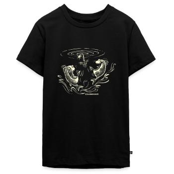 Angel Designs RAHMENLOS Lachfische - Teenager Premium Bio T-Shirt - Schwarz - Vorne - AI Model Teenager Male light (155cm)
