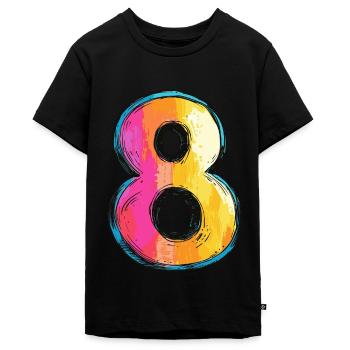 8 Zahl Bunt - Teenager Premium Bio T-Shirt - Schwarz - Vorne - AI Model Teenager Male light (155cm)