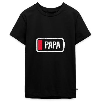 Papa Akku Batterie Energie leer Grunge - Teenager Premium Bio T-Shirt - Schwarz - Vorne - AI Model Teenager Male light (155cm)