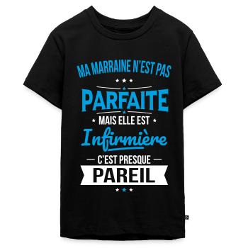 Ma marraine n'est pas parfaite - Infirmière - T-shirt Premium bio Ado - noir - Devant - AI Model Teenager Male light (155cm)
