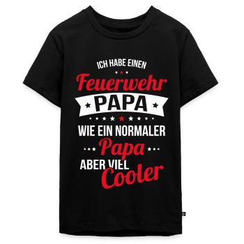 Ich habe einen Feuerwehr Papa wie normaler Papa - Teenager Premium Bio T-Shirt - Schwarz - Vorne - AI Model Teenager Male light (155cm)
