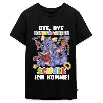 Niedlicher Drache Einschulung Kind Zuckertüte - Teenager Premium Bio T-Shirt - Schwarz - Vorne - AI Model Teenager Male light (155cm)