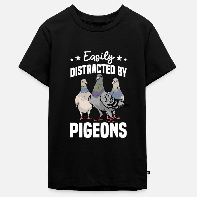Facilement distrait par les pigeons - T-shirt Premium bio Ado - noir