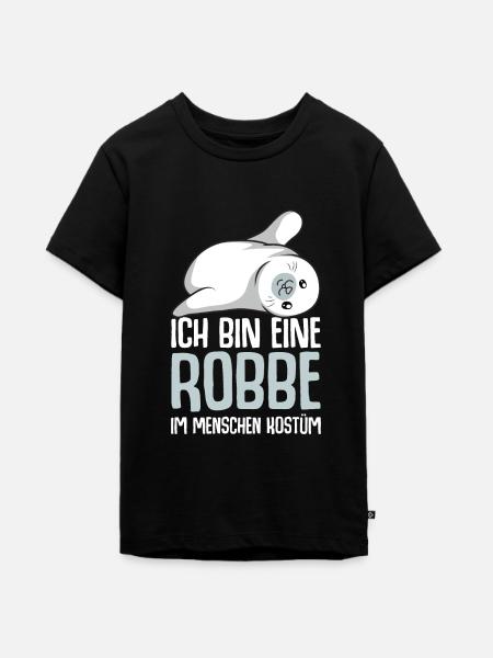 Robbe Seehund Seelöwe Robben Mädchen - Teenager Premium Bio T-Shirt - Schwarz