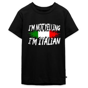 Je ne crie pas que je suis italien - T-shirt Premium bio Ado - noir - Devant - AI Model Teenager Male light (155cm)