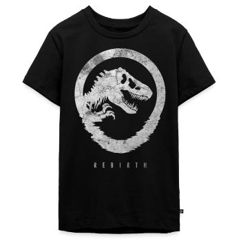 Jurassic World Rebirth Logo Mit T-Rex Im Steinlook - Teenager Premium Bio T-Shirt - Schwarz - Vorne - AI Model Teenager Male light (155cm)