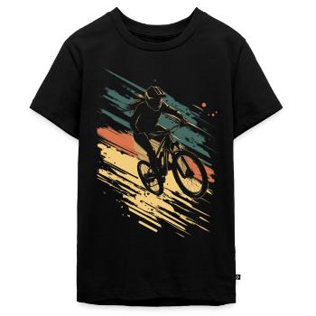 Mountainbiking Mountainbike Vintage Frau Mädchen - Teenager Premium Bio T-Shirt - Schwarz - Vorne - AI Model Teenager Male light (155cm)