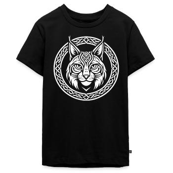 Luchs umgeben von keltischem Ornament - Teenager Premium Bio T-Shirt - Schwarz - Vorne - AI Model Teenager Male light (155cm)