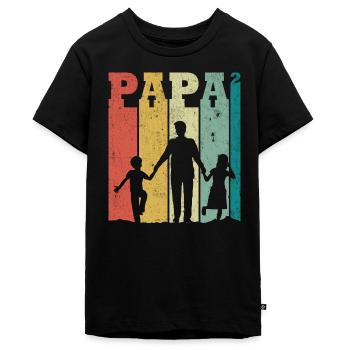 Papa 2 Kinder, Vintage-Geschenk für Papa 2 Kinder - Teenager Premium Bio T-Shirt - Schwarz - Vorne - AI Model Teenager Male light (155cm)