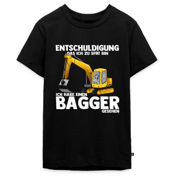 Entschuldigung das ich zu spät bin habe einen Bagg - Teenager Premium Bio T-Shirt - Schwarz - Vorne - AI Model Teenager Male light (155cm)