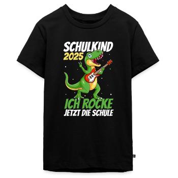 Schulkind 2025 Ich Rocke Jetzt Die Schule - Dino E - Teenager Premium Bio T-Shirt - Schwarz - Vorne - AI Model Teenager Male light (155cm)