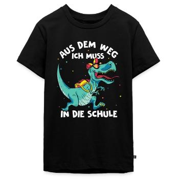 Schule Dinosaurier Einschulung Schulbeginn Schulki - Teenager Premium Bio T-Shirt - Schwarz - Vorne - AI Model Teenager Male light (155cm)