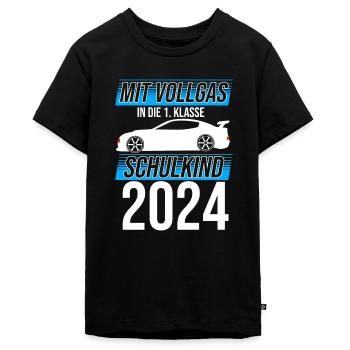 Mit Vollgas in die 1. Klasse, Schulkind 2024 - - Teenager Premium Bio T-Shirt - Schwarz - Vorne - AI Model Teenager Male light (155cm)