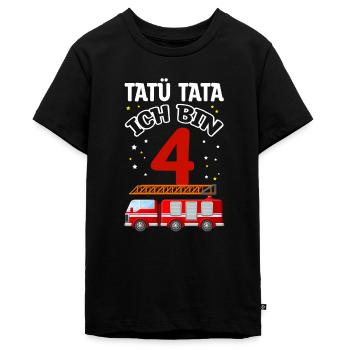 Feuerwehrwagen Kind Kindergartenkind Feuerwehr KiG - Teenager Premium Bio T-Shirt - Schwarz - Vorne - AI Model Teenager Male light (155cm)