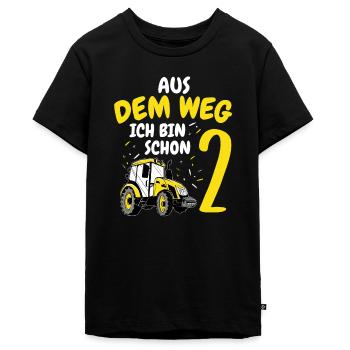 Aus Dem Weg Ich Bin Schon 2 Traktor Geburstag Gesc - Teenager Premium Bio T-Shirt - Schwarz - Vorne - AI Model Teenager Male light (155cm)