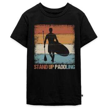 Stand up Paddling SUP Stehpaddeln Sport Geschenk - Teenager Premium Bio T-Shirt - Schwarz - Vorne - AI Model Teenager Male light (155cm)