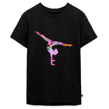 Turnen Handstand bunt - Teenager Premium Bio T-Shirt - Schwarz - Vorne - AI Model Teenager Male light (155cm)
