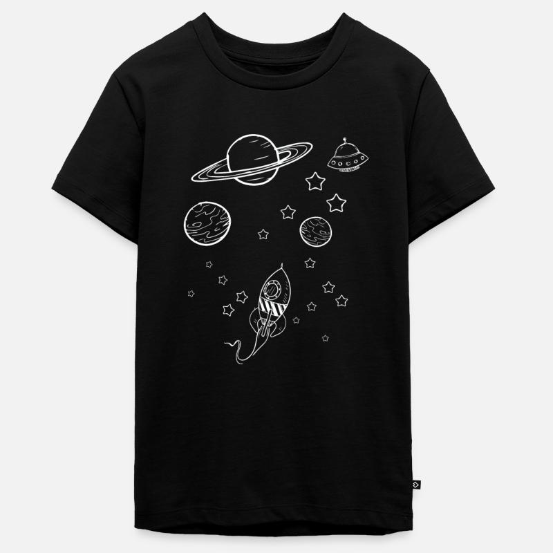 Planet Rocket Space - T-shirt Premium bio Ado - noir