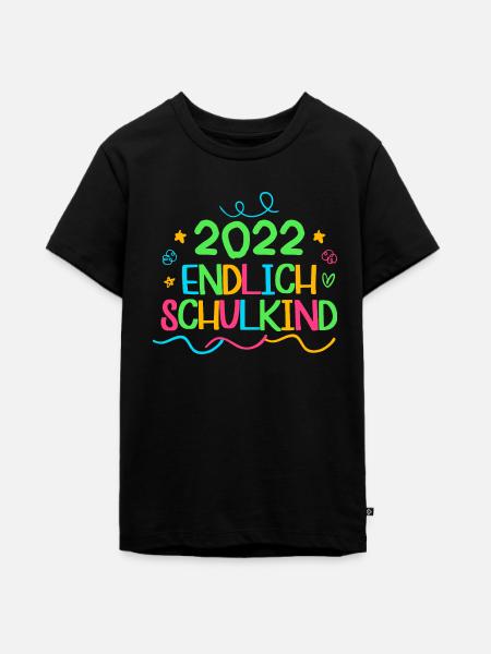 2022 endlich schulkind, Einschulung Erstklässler - Teenager Premium Bio T-Shirt - Schwarz