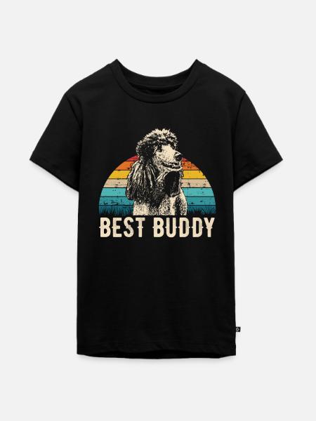 Pudel retro Geschenk Shirt - Teenager Premium Bio T-Shirt - Schwarz