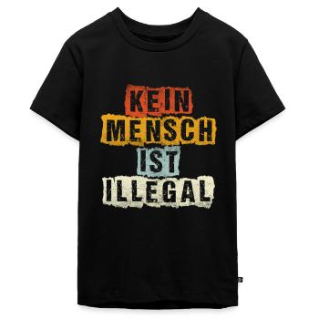 Kein Mensch ist Illegal Frieden Vintage Geschenke - Teenager Premium Bio T-Shirt - Schwarz - Vorne - AI Model Teenager Male light (155cm)
