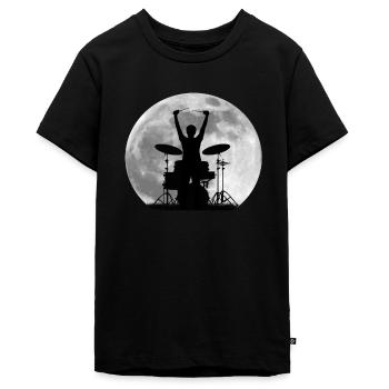 Schlagzeuger Schlagzeug Mond - Teenager Premium Bio T-Shirt - Schwarz - Vorne - AI Model Teenager Male light (155cm)