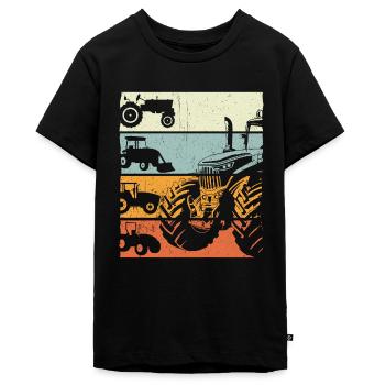Vintage Traktor Retro Trecker Landwort Bauer - Teenager Premium Bio T-Shirt - Schwarz - Vorne - AI Model Teenager Male light (155cm)