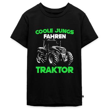 Trecker Kinder Jungen Coole Jungs fahren Traktor - - Teenager Premium Bio T-Shirt - Schwarz - Vorne - AI Model Teenager Male light (155cm)