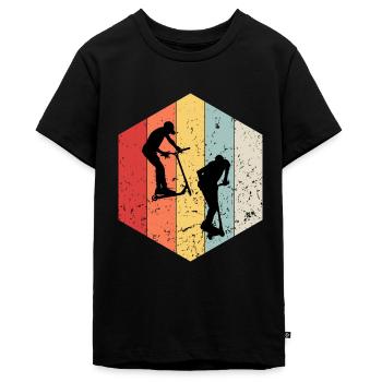 trottinette freestyle - T-shirt Premium bio Ado - noir - Devant - AI Model Teenager Male light (155cm)