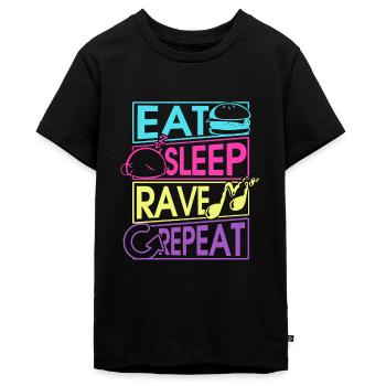 Eat Sleep Rave Repeat Gift - Teenager Premium Organic T-Shirt - black - Front - AI Model Teenager Male light (155cm)
