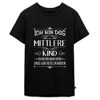 Ich bin das mittlere Kind der Grund für Regeln - Teenager Premium Bio T-Shirt - Schwarz - Vorne - AI Model Teenager Male light (155cm)