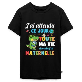 Humour rentrée des classes demain j'ai maternelle - T-shirt Premium bio Ado - noir - Devant - AI Model Teenager Male light (155cm)