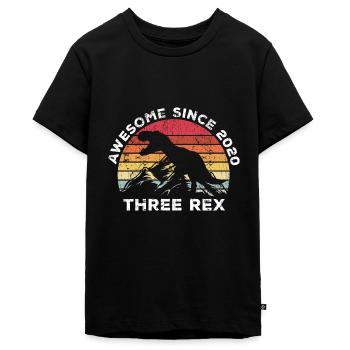Three Rex 3rd Birthday Boy Third Dinosaur Awesome - Teenager Premium Bio T-Shirt - Schwarz - Vorne - AI Model Teenager Male light (155cm)