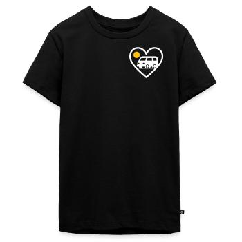 Vanlife Heart Van Travel Road Adventure - T-shirt Premium bio Ado - noir - Devant - AI Model Teenager Male light (155cm)