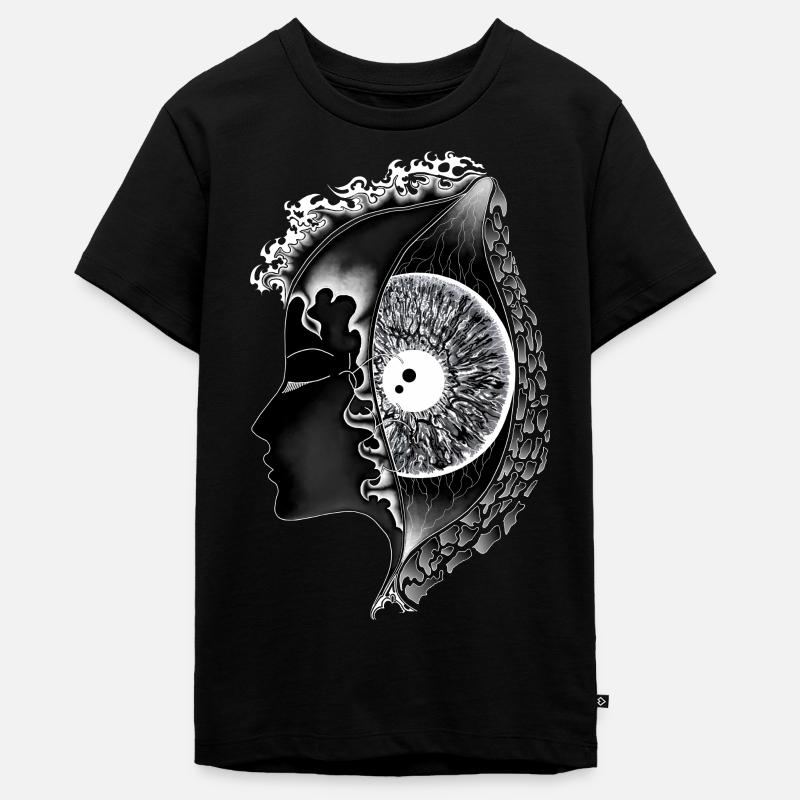 Big Eye Blanc, Œil, Vertical, Réaliste - T-shirt Premium bio Ado - noir
