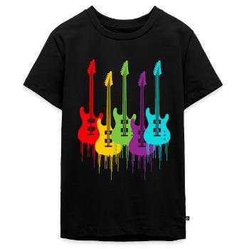 Colorful electric guitars - Teenager Premium Organic T-Shirt - black - Front - AI Model Teenager Male light (155cm)