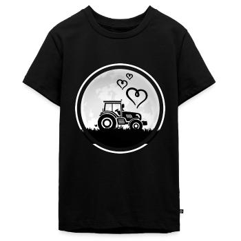 Traktor Traktorfahrer Schlepper "Traktor-Liebe" - Teenager Premium Bio T-Shirt - Schwarz - Vorne - AI Model Teenager Male light (155cm)