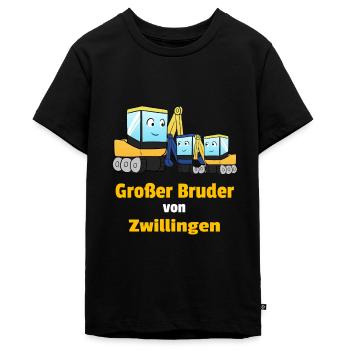Großer Bruder Von Zwillingen Bagger Nachwuchs - Teenager Premium Bio T-Shirt - Schwarz - Vorne - AI Model Teenager Male light (155cm)