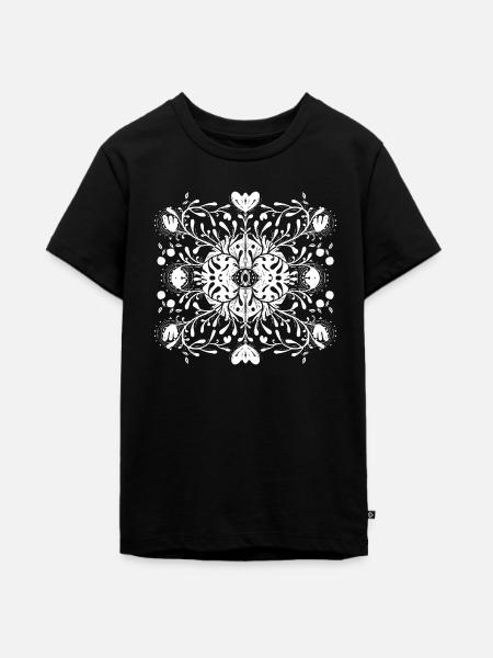 Folklore Muster - Teenager Premium Bio T-Shirt - Schwarz