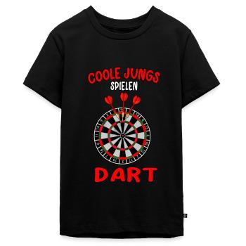 Coole Jungs spielen Dart Darts Dartspieler 180 - Teenager Premium Bio T-Shirt - Schwarz - Vorne - AI Model Teenager Male light (155cm)