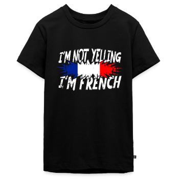 Je ne crie pas, je suis Français - T-shirt Premium bio Ado - noir - Devant - AI Model Teenager Male light (155cm)