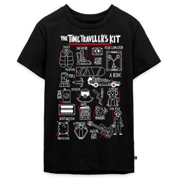Zurück In Die Zukunft Starterpack Zeitreisende - Teenager Premium Bio T-Shirt - Schwarz - Vorne - AI Model Teenager Male light (155cm)