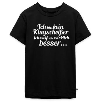 Klugscheißer Besserwisser Rechthaber - Teenager Premium Bio T-Shirt - Schwarz - Vorne - AI Model Teenager Male light (155cm)